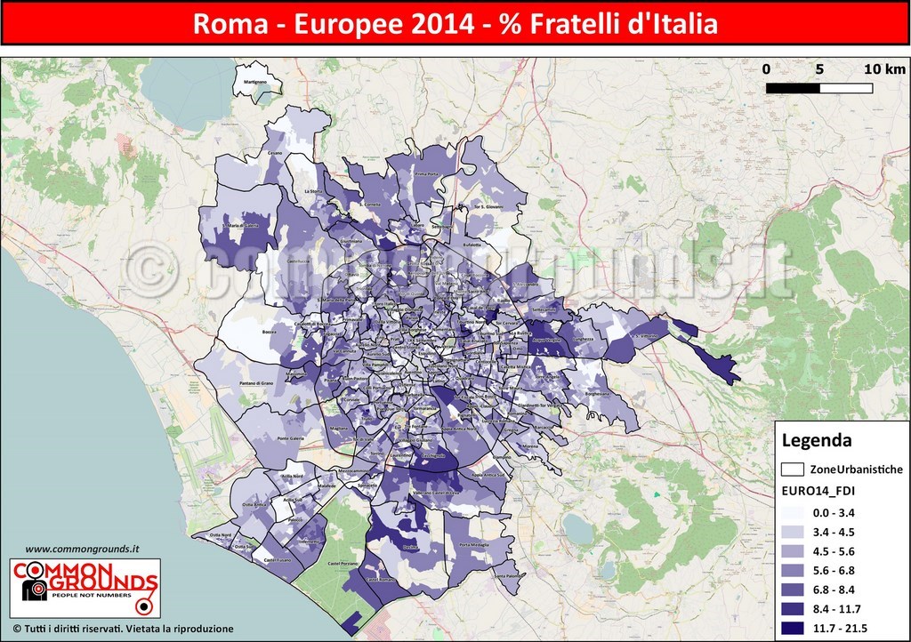 Europee 2014 % Fratelli D'Italia